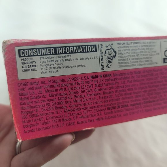 1997 Mattel Special Edition 35th Anniversary Barbie Blue Eyes Girl Fashion Doll - Picture 3 of 14